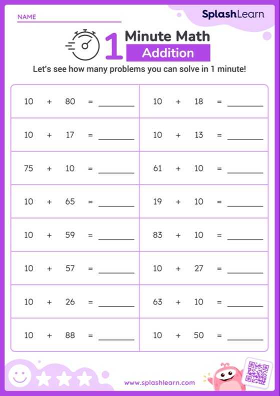 Add With 10 Worksheet for 1: Add to Find 10 More than a Number Horizontal Timed Practice