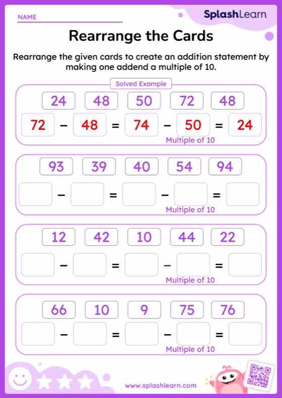 Subtract Using Multiples Of 10 Worksheet for 3: Create Subtraction Expressions