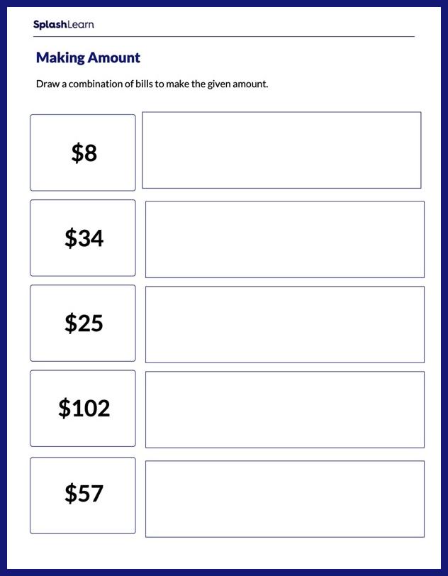 Counting Money Worksheet for 2: Make an Amount Using Coins