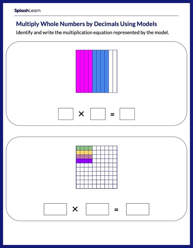 Multiply Decimals By Whole Numbers Worksheet for 6: Multiply Whole Numbers and Decimals Using Models