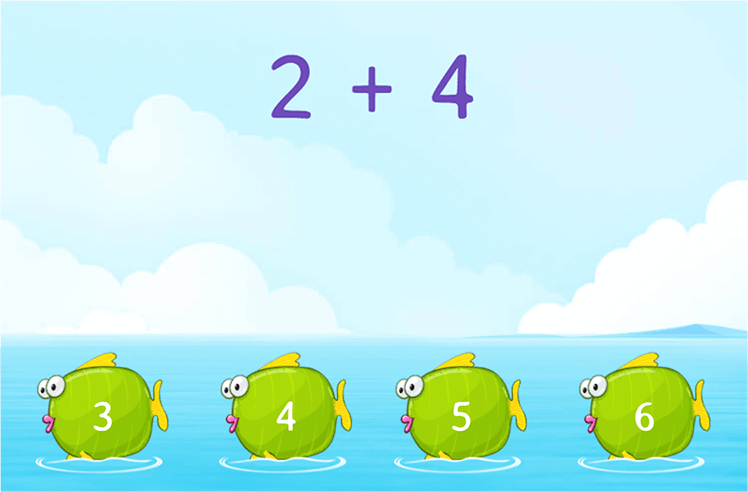 Addition game for K: Adding the Numbers (Up To 10)