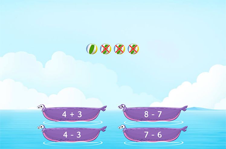 Subtract With Pictures game for K: Identifying the Correct Expression