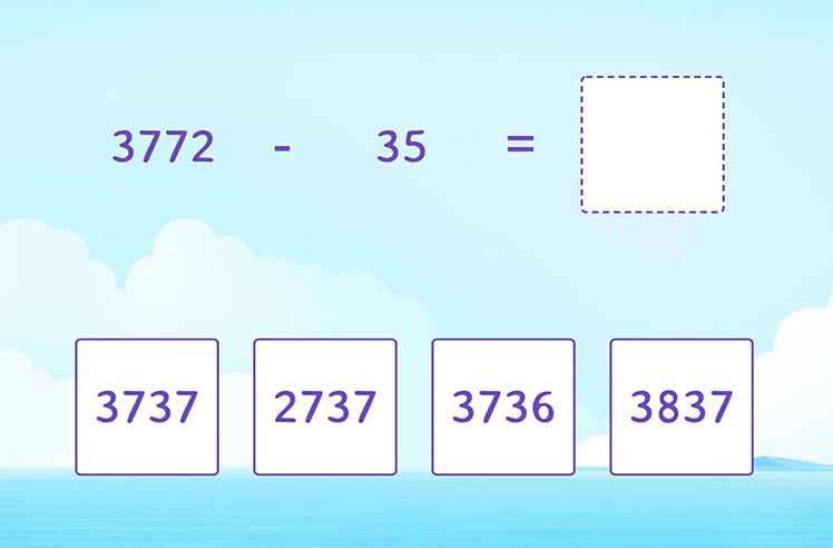 4-Digit Subtraction With Regrouping game for 4: Regrouping and Subtracting 2-Digit From 4-Digit Numbers