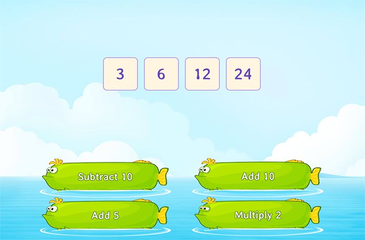 Number Patterns game for 4: Recognizing the Pattern in the Number Sequence