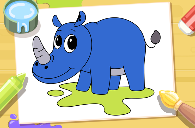 Animals game for Pre-K: Rhinoceros Majestic Coloring Journey