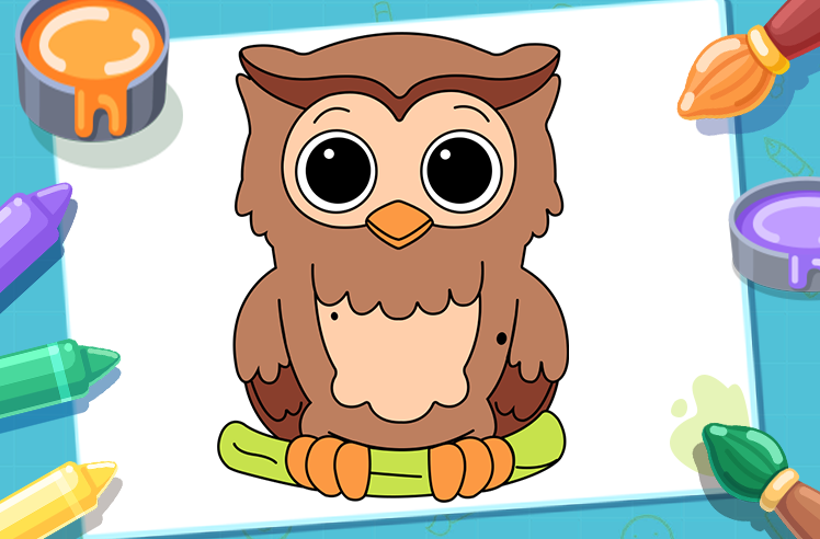Birds game for Pre-K: Owl Nighttime Coloring Adventure