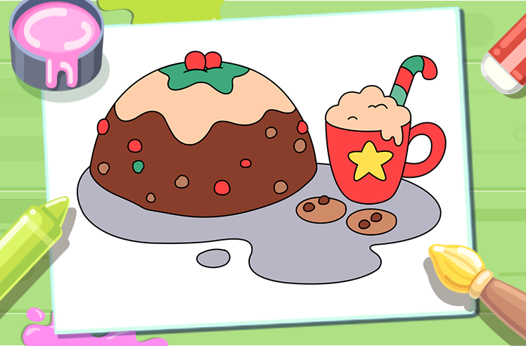 Christmas game for Pre-K: Christmas Pudding Coloring Magic