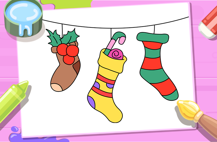 Christmas game for Pre-K: Festive Stocking Coloring Adventure