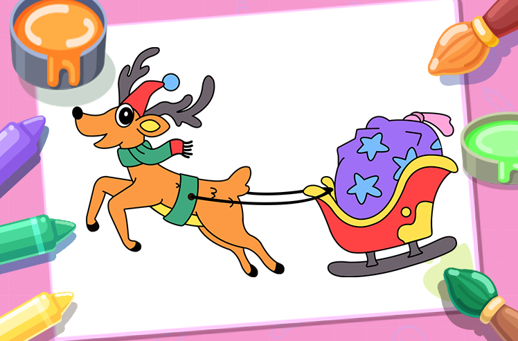 Christmas game for Pre-K: Santa's Sleigh Fly with Coloring Fun