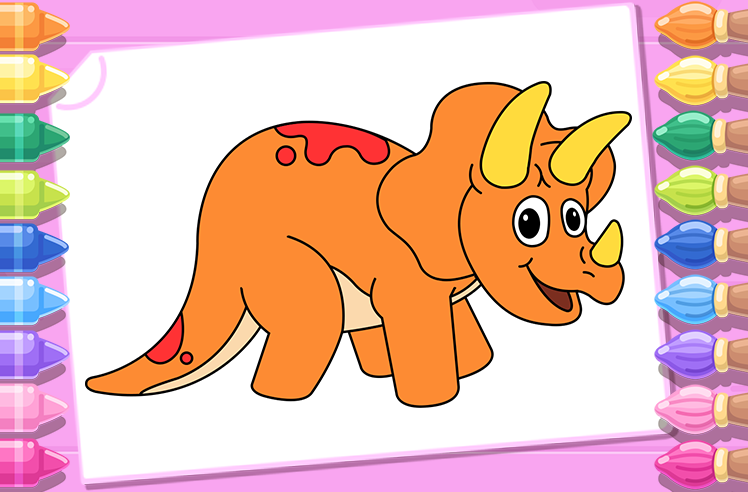 Dinosaurs game for Pre-K: Prehistoric Journey with Triceratops Coloring