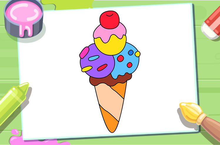 Dessert game for Pre-K: Delicious Ice Cream Coloring