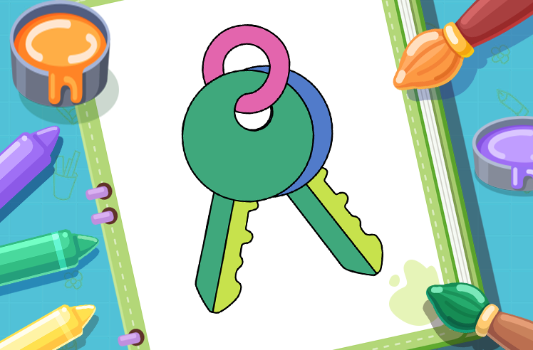 Household Items game for Pre-K: Keys Unlock Coloring Creativity