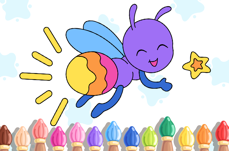 Insects game for Pre-K: Magical Firefly Coloring Fun