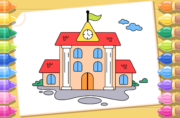 Buildings game for Pre-K: School Educational Coloring Journey