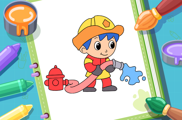 Professions game for Pre-K: Firefighter Coloring Odyssey
