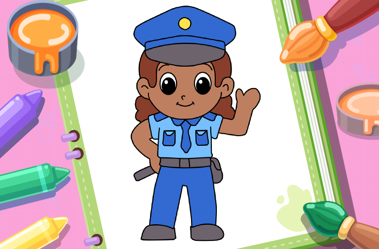 Professions game for Pre-K: Police Officer Lawful Coloring Fun