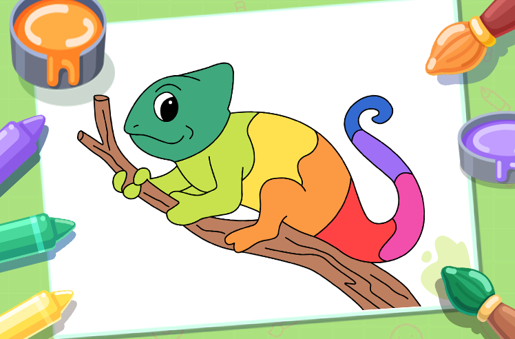 Reptiles game for Pre-K: Interactive Chameleon Coloring