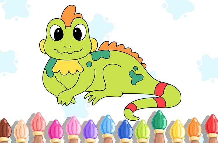 Reptiles game for Pre-K: Iguana Coloring Jungle Wonders