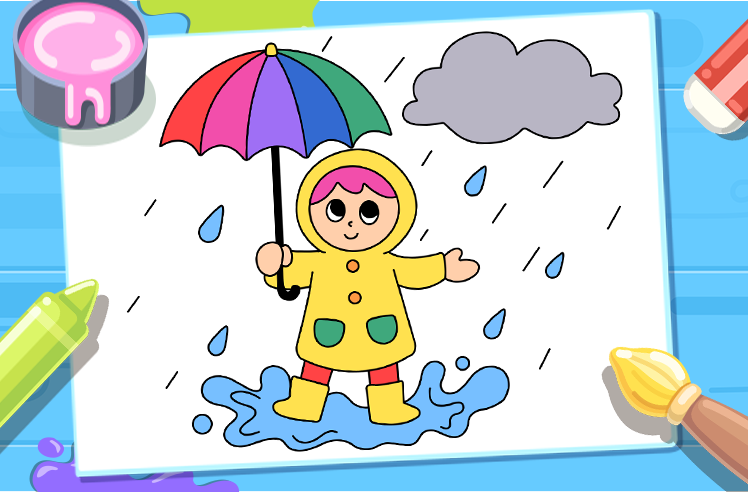 Scene game for Pre-K: Rainy Day Puddle Fun Coloring Adventure