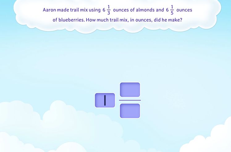 Add Mixed Numbers game for 4: Word Problems on Addition of Fractions