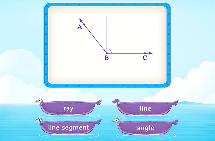 Lines, Line Segments, Rays game for 4: Recognizing Lines, Line Segments, Rays, Angles