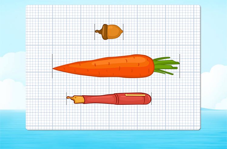Comparing Lengths game for 1: Ordering Objects by Counting the Squares