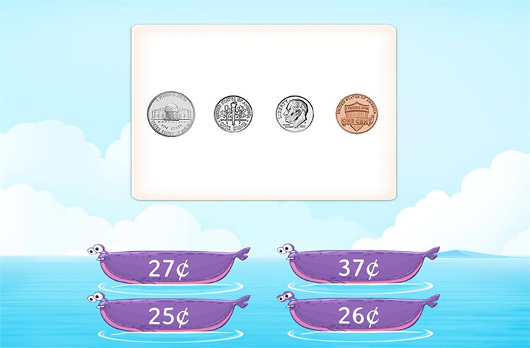 Counting Money game for 1: Arranging Coins and Counting Money