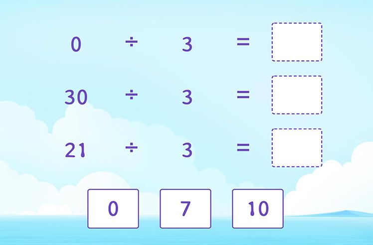 Division By 3 game for 4: Divide by 3 to Complete the Division Sentences