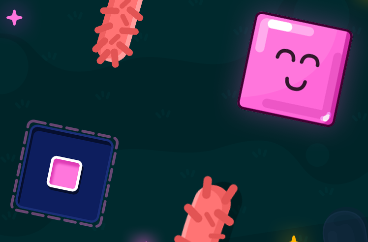 Colors game for R: Pink Sneaky Shapes